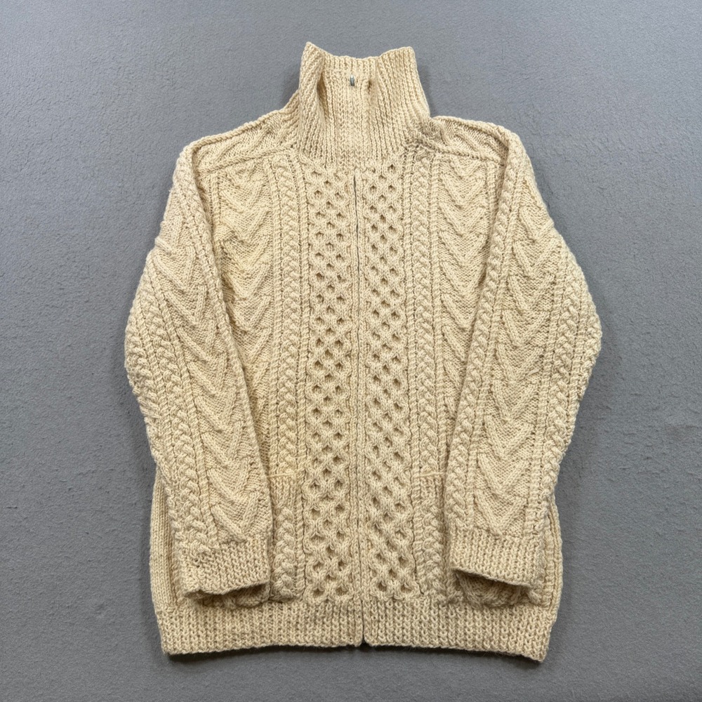 Gaeltarra Knit Sweater Men's 46 Lightning Zipper 100% Wool Ireland Vintage